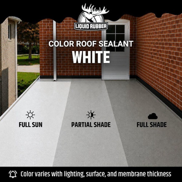 Liquid Rubber Color Roof Sealant- Elastomeric Roof Coating for Flat and Metal Roofs White 5 Gal. 640 oz.