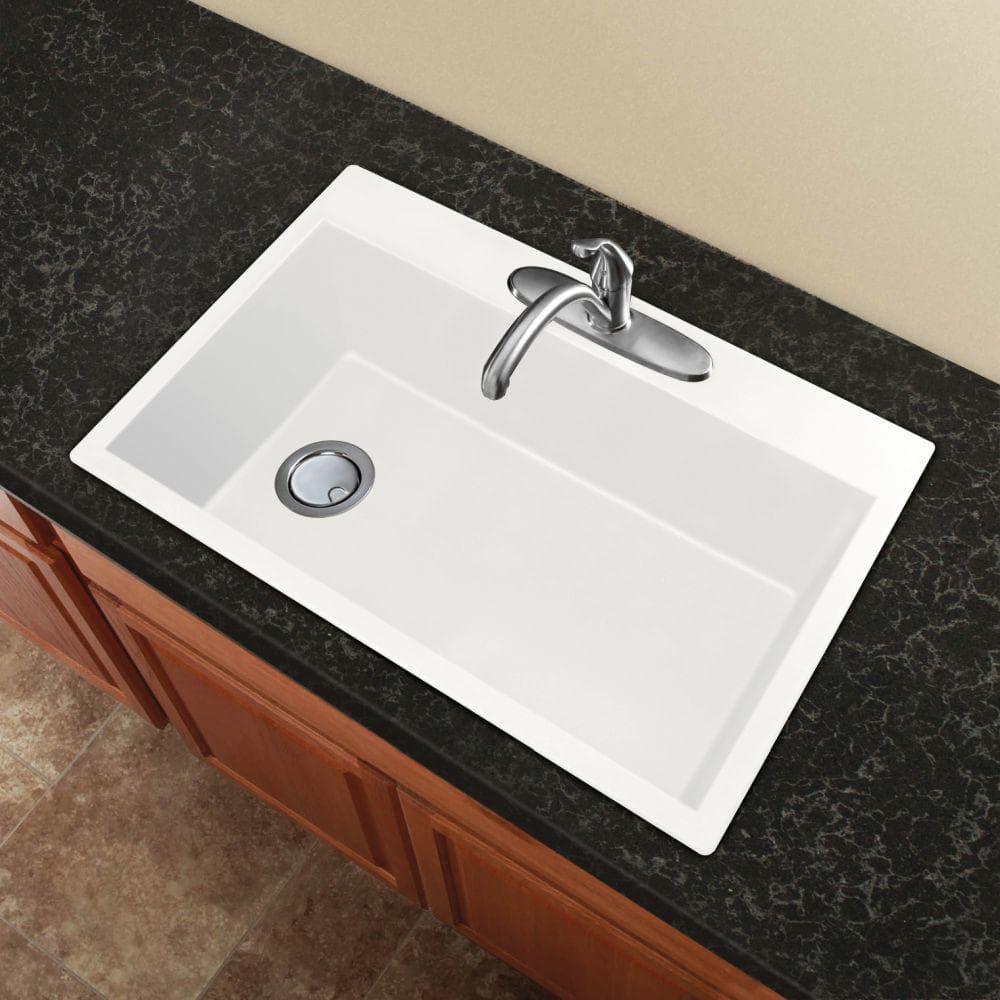 White Matte Granite Composite Single Bowl Kitchen Sink