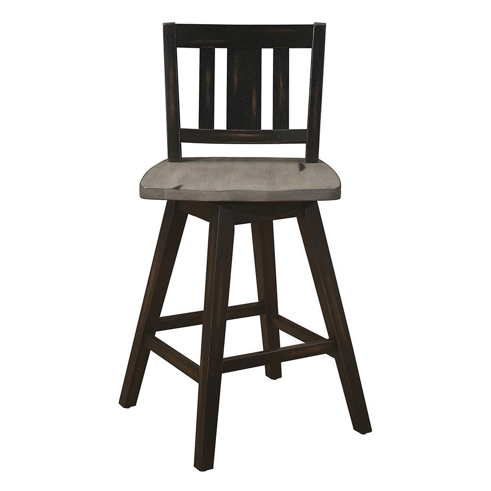 Amsonia Distressed Gray and Black Swivel Wood Counter Stools