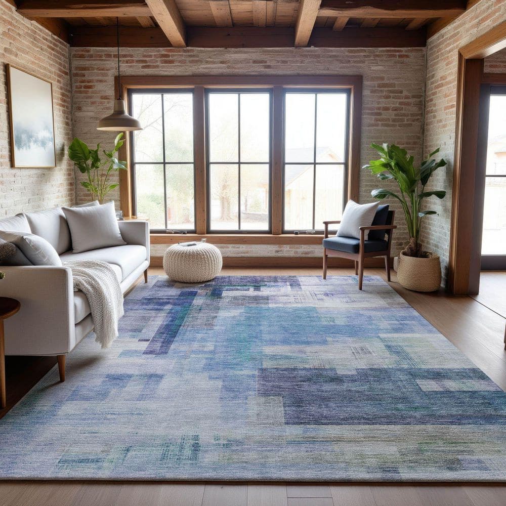 Mayfield Premium Machine Washable Abstract AMF1067 Blue 9 ft. x 12 ft. Area Rug price history on PriceWatchPro