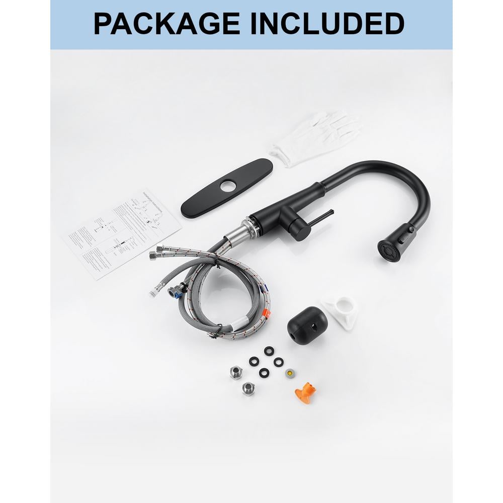 Matte Black Stainless Steel Pull-Down Kitchen Faucet with Spray