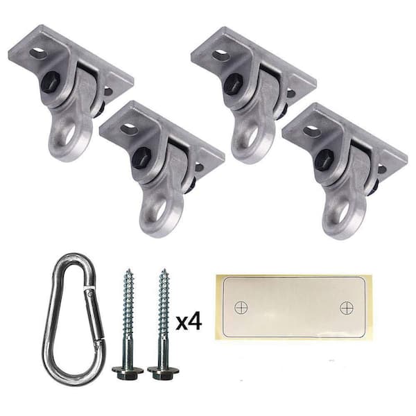 NVNOO 5000 lb. Capacity Heavy Duty Swing Hangers with Screws Bolts for Playground Porch Yoga Seat Trapeze, Silver (4-Pack)