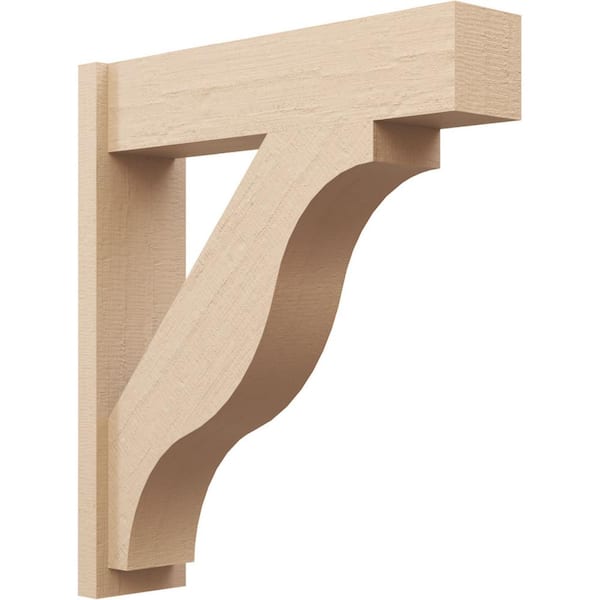 Ekena Millwork 8 in. x 36 in. x 32 in. Funston Block Rough Cedar Woodgrain Timberthane Polyurethane Outlooker, Primed Tan