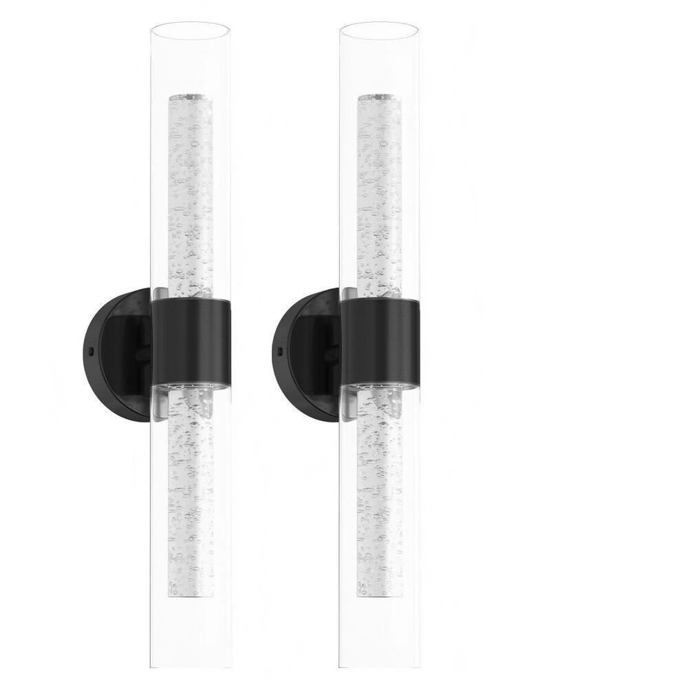 5.3 in 2-Pack Bubble Acrylic Cylinder LED Wall Sconce, Metal Indoor Vanity Light with Remote Control, Night Light, Timer price history on PriceWatchPro