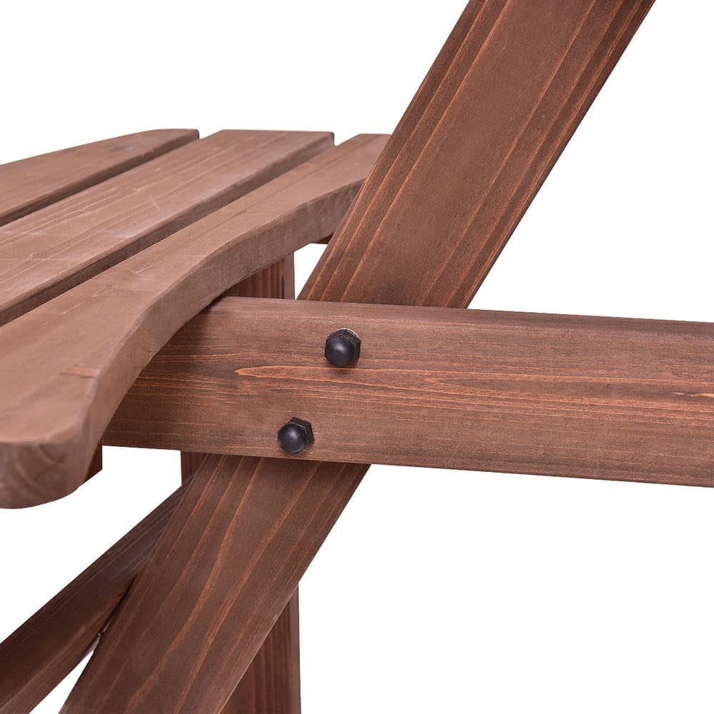 6-Person Dark Brown Fir Wood Picnic Table Set with Benches