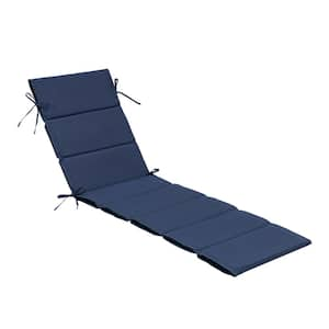 19"*73" Portable Multi-Piece Patio Outdoor Chaise Lounge Chair Cushion in Navy Blue