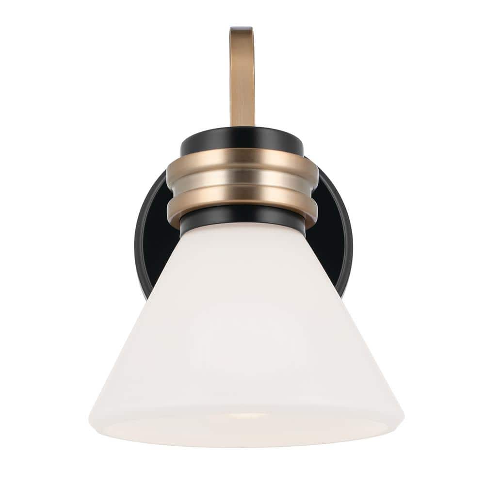 Black and Bronze Opal Glass Dimmable Wall Sconce
