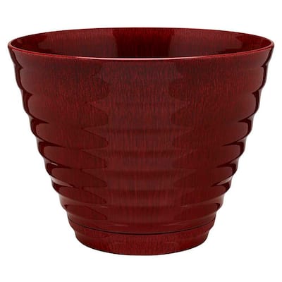Ceramic Home/Garden Modern Flower Planter Pot with Saucer/Tray Fashion Simple Elegant Design Red Color for Wedding Valentine Large 
