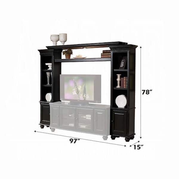 ACME Furniture テレビシェルフ Acme Furniture Ferla Black TV Stand Entertainment Center Fits TV's