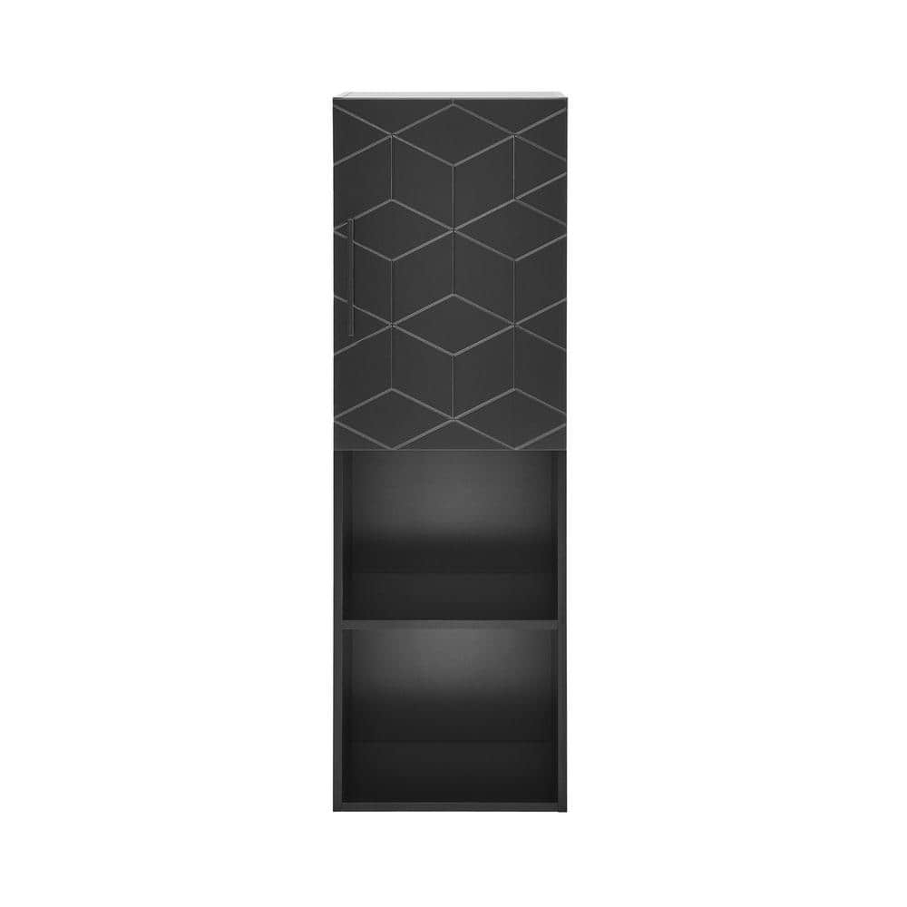 Swiss Madison Annecy 15 in. W x 12 in. D x 46 in. H Black Linen Cabinet in Phantom Black