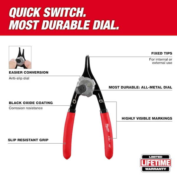 Milwaukee 0.038 in. Convertible Snap Ring Pliers -90° 48-22-6532 The Home  Depot