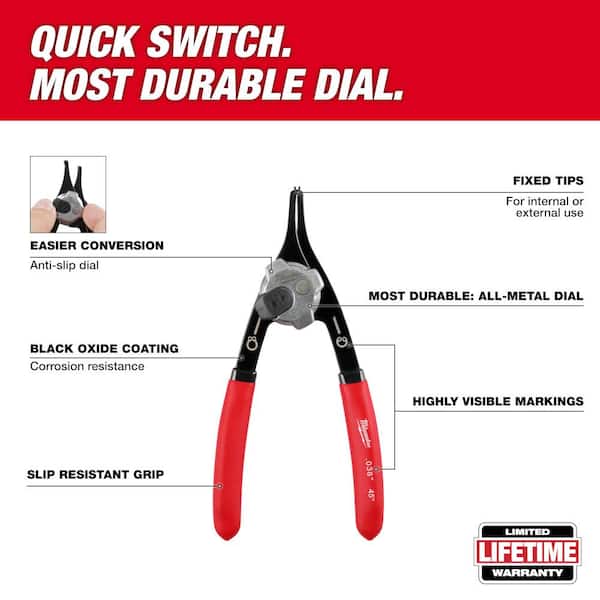 0.047 in. Convertible Snap Ring Pliers - 18°