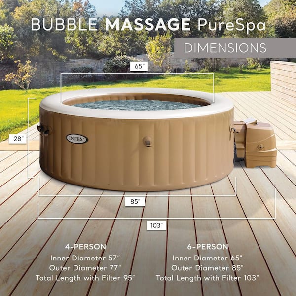 Intex PureSpa 6 Person 140 Jet Bubble Massage Inflatable Hot Tub