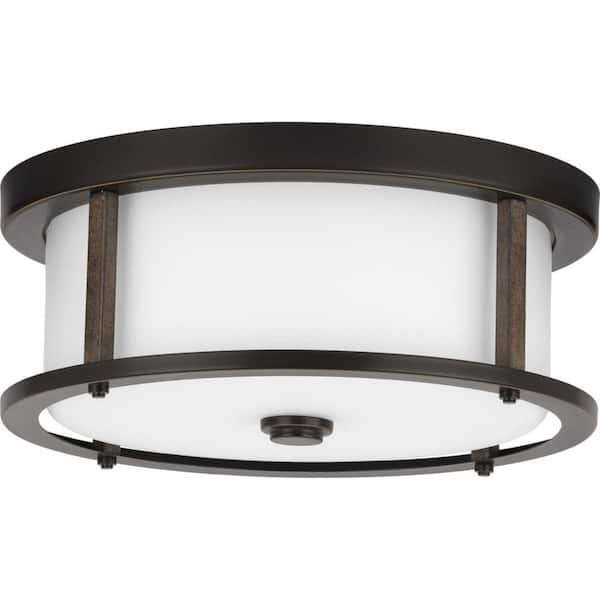 Mast 13 in. 2-Light Antique Bronze Flush Mount