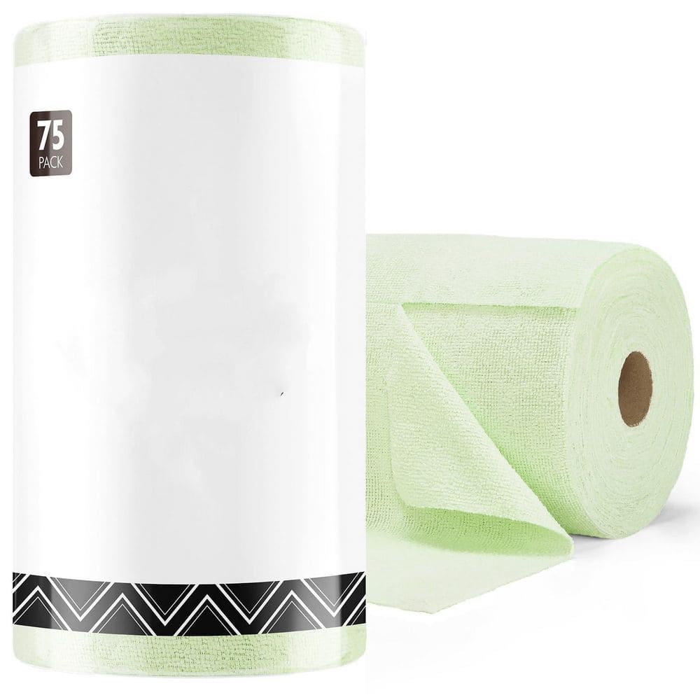 75-Piece Bathroom Accessory Set in Green, 12 in. x 12 in. Microfiber Cleaning Cloth Roll, Tear Away Microfiber Towels price history on PriceWatchPro