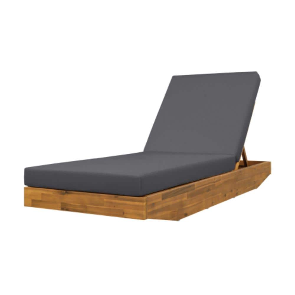 Brown 1-Piece Acacia Wood Outdoor Patio Chaise Lounge with Dark Gray Cushions price history on PriceWatchPro