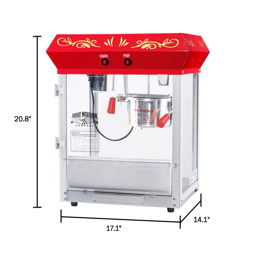 Red Stainless Steel Vintage Countertop Popcorn Machine, 24"