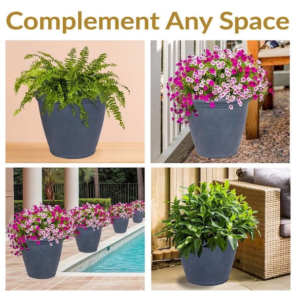 Sunnydaze Anjelica 24 in. Slate Single Outdoor Resin Flower Pot