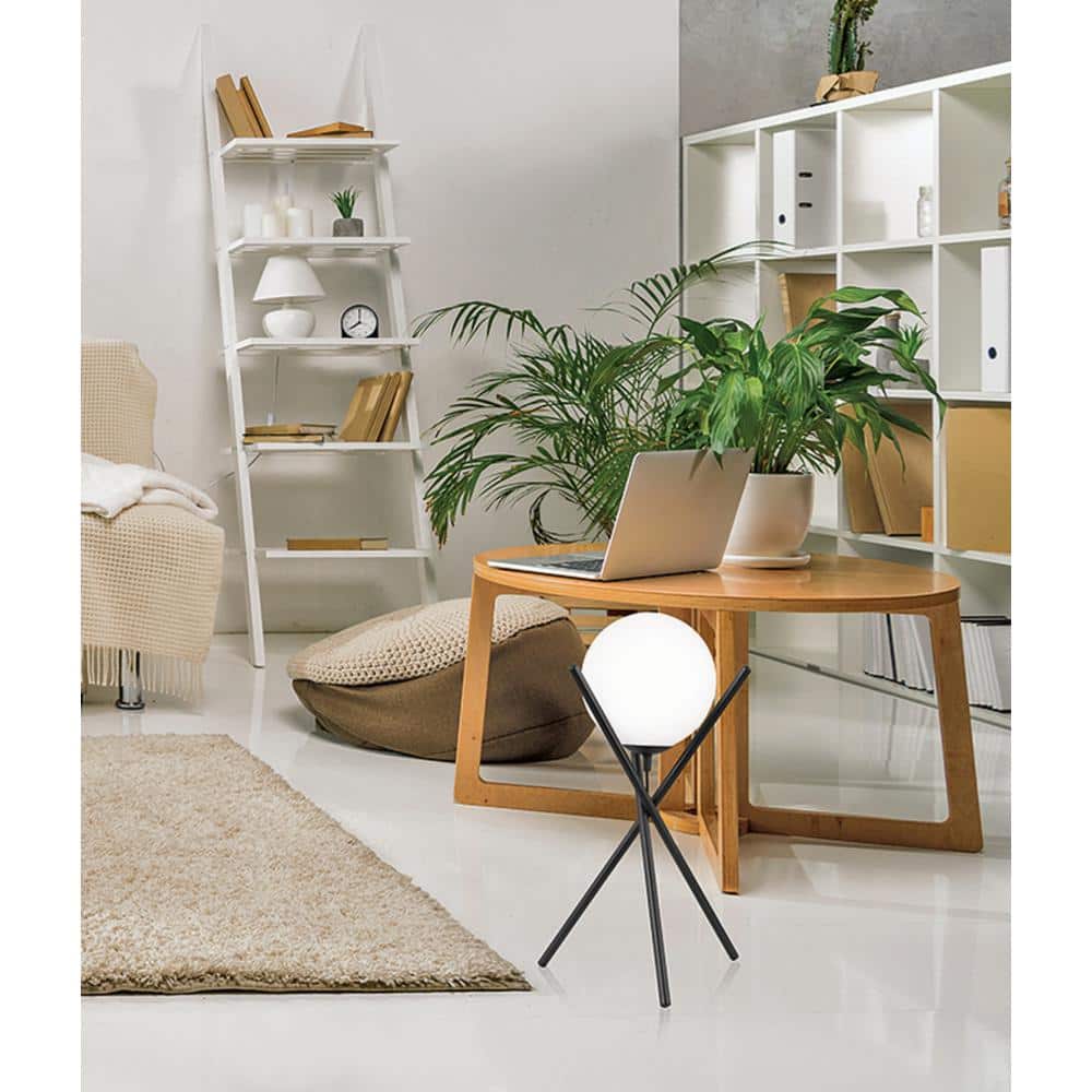 Salvezinas 19" Adjustable Black Tripod Table Lamp with White Globe