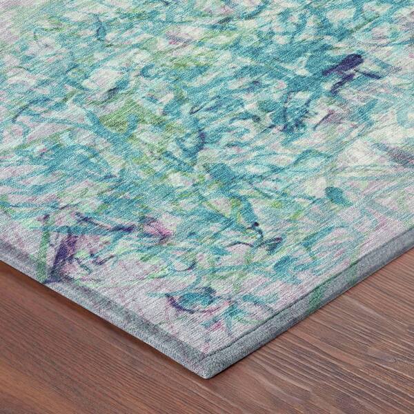 Chantille Machine Washable Indoor/Outdoor Abstract ACN2449 Teal 2 ft. x 3 ft. Accent Rug