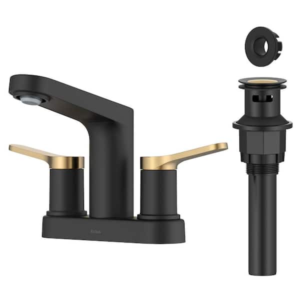 Indy 2-Handle 4 in. Centerset Bathroom Faucet in Mixed Finishes 2-Toned with Pop Up Drain