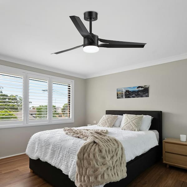 Carolen 52 in. Indoor Integrated LED Black Ceiling Fan with Light and Remote Control Included