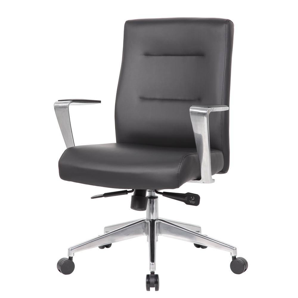 Black Vinyl Executive Swivel Conference Chair with Metal Base