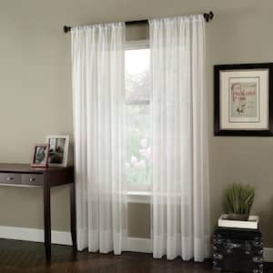 Soho Voile Winter Whiter 59 in. W x 95 in. L Rod Pocket Curtain Panel