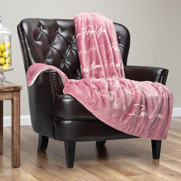 CHANASYA I Love You Rose Dust Polyester Gift Throw Blanket, 50 x 65 in.