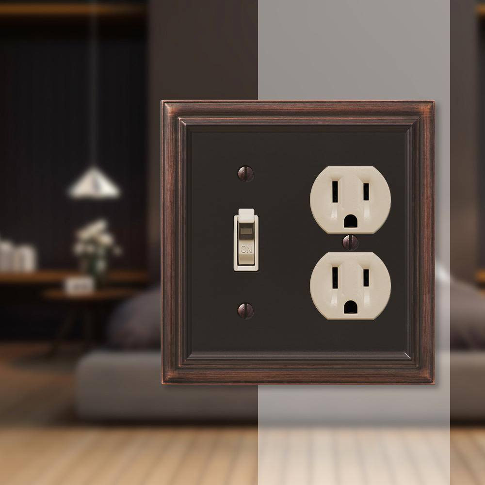 Continental Aged Bronze Metal 2-Gang Toggle/Duplex Wall Plate