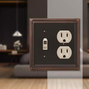 Continental 2 Gang 1-Toggle and 1-Duplex Metal Wall Plate - Aged Bronze