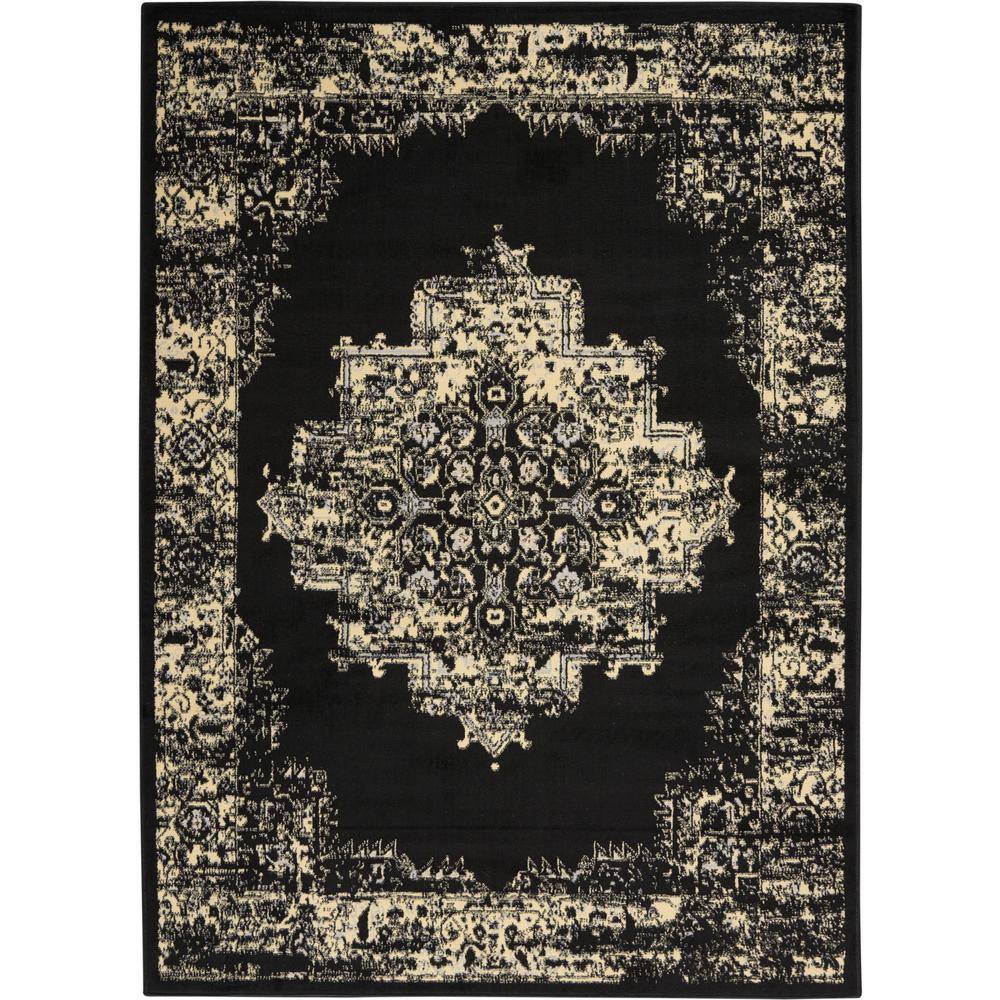 Handmade Black Medallion Synthetic 5' x 7' Area Rug