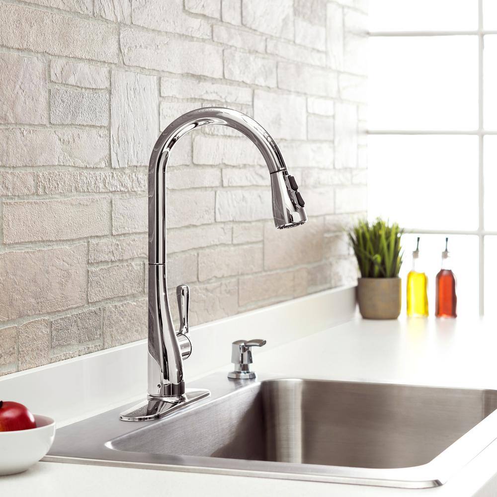 Chrome Pull-Down Kitchen Faucet with Soap Dispenser