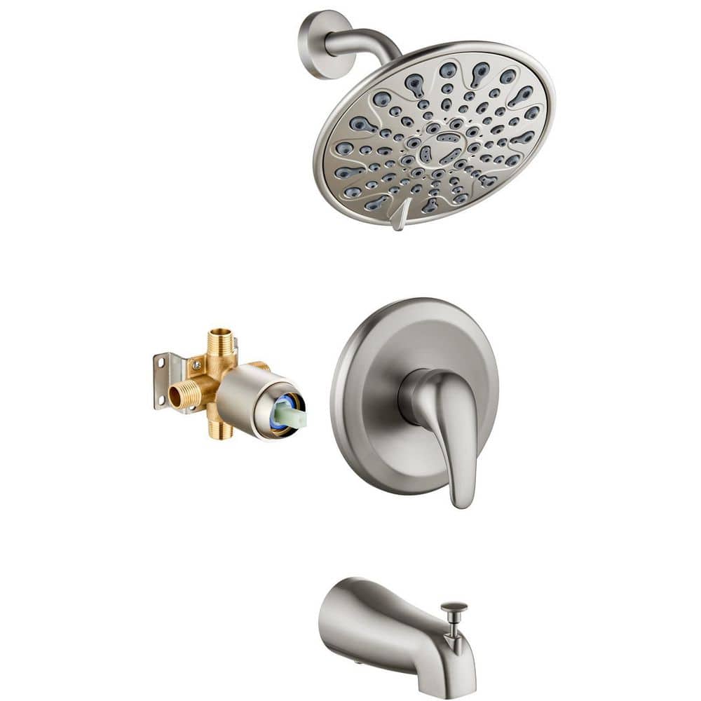 Brushed Nickel Bathtub Shower Faucet Set with Valve, 6 in Shower Head, Metal Tub Spout price history on PriceWatchPro