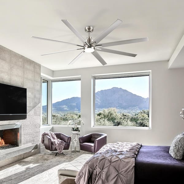 72 in. Indoor Large DC Motor LED Ceiling Fan Lighting with Silver ABS Blade, Smart App and Remote Control, 6-Speed Fan