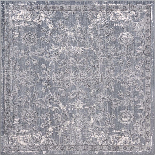 Unique Loom Portland Albany Blue 8 ft. x 8 ft. Square Area Rug