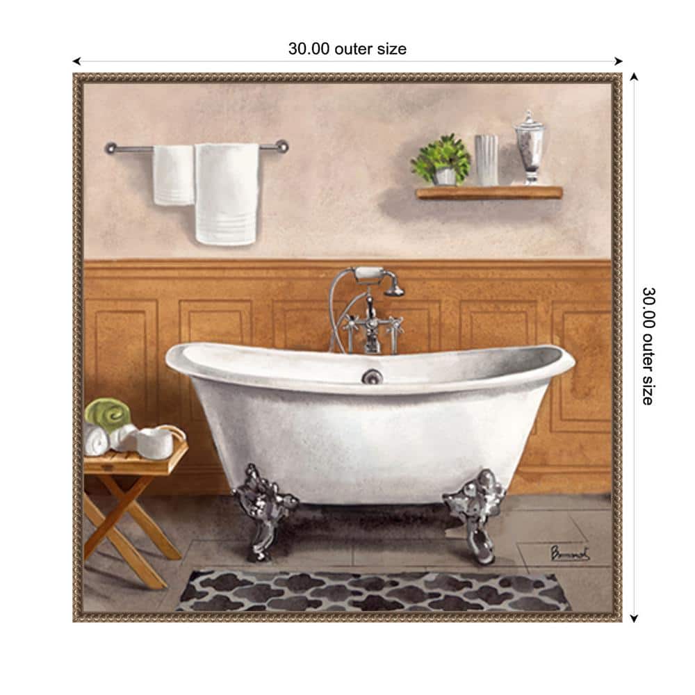 Serene Bath I White Clawfoot Bathtub Canvas Art Print