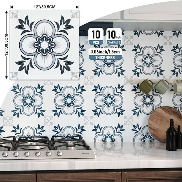 Multi-Colored 12 in. x 12 in. Vinyl Peel and Stick Backsplash, Self-Adhesive Wall Tile for Kitchen (10 sq. ft. /10-Pack)