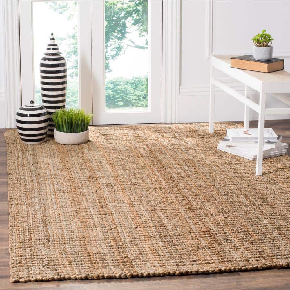 Natural Handwoven Jute Square Area Rug, 6' x 6'