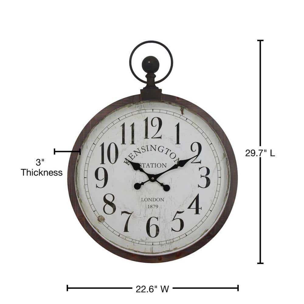 Kensington Station Off-White Engineered Wood Wall Clock with Rooster Design