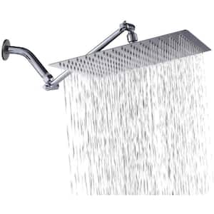 1-Spray Patterns 12 in. Wall Mount Fixed Shower Head with Solid Brass 11 in. Adjustable Extension Arm in Chrome