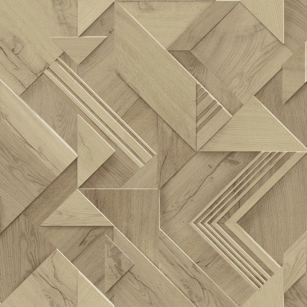 Advantage Cassian Light Brown Wood Geometric Vinyl Non-Pasted Matte ...