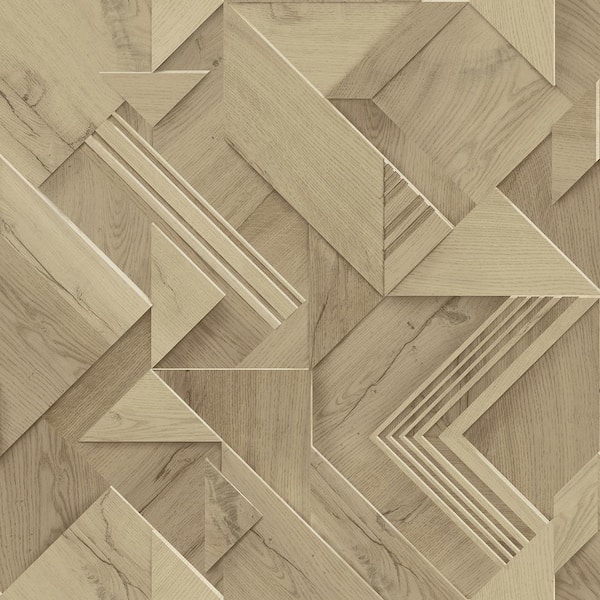Advantage Cassian Light Brown Wood Geometric Vinyl Non-Pasted Matte Wallpaper