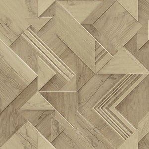 Cassian Light Brown Wood Geometric Wallpaper Sample