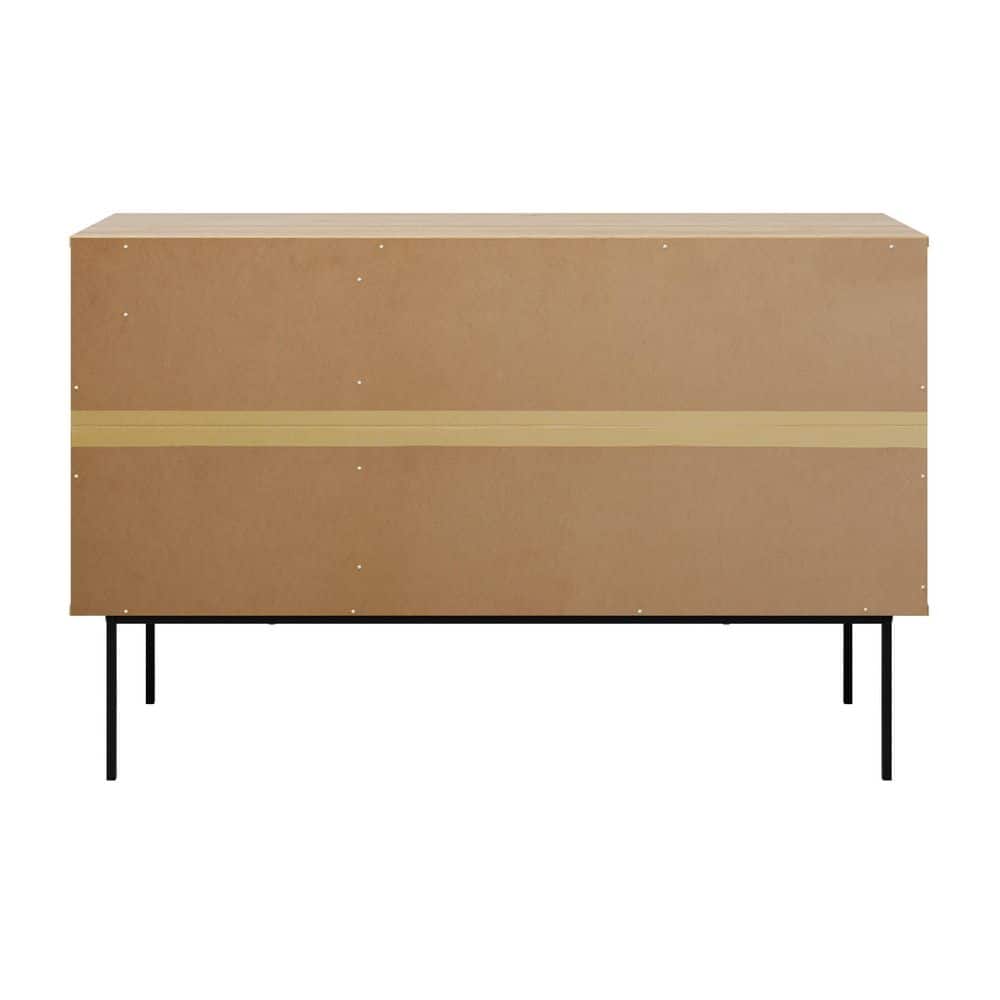 Emmett Light Brown Wood Sideboard Buffet with Cane Doors