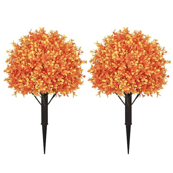 2-Pack 2 ft. Artificial Boxwood Topiary Ball Tree with Ground Spike