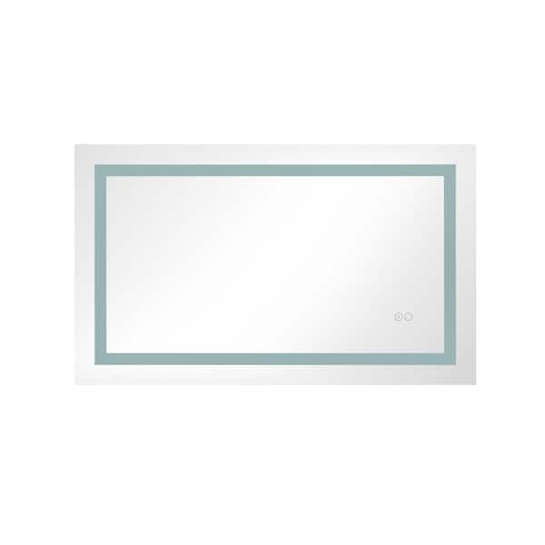 Tatayosi 40 in. W x 24 in. H Rectangular Frameless with Wall Mounted Dimmable Mirror Floating Bathroom Vanity Mirror in White