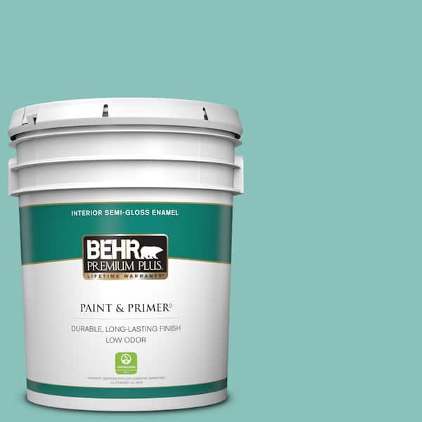 BEHR PREMIUM PLUS 5 gal. #M450-4 Undine Semi-Gloss Enamel Low Odor Interior Paint & Primer
