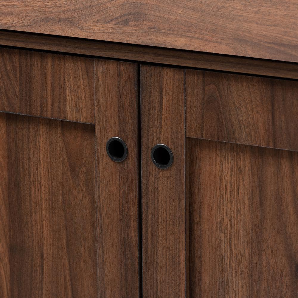 Walnut Brown 2-Door Wood Entryway Shoe Storage Cabinet