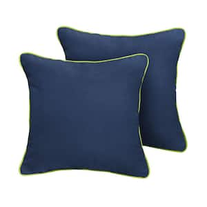 Sunbrella Canvas Navy Outdoor Corded Throw Pillows (2-Pack)